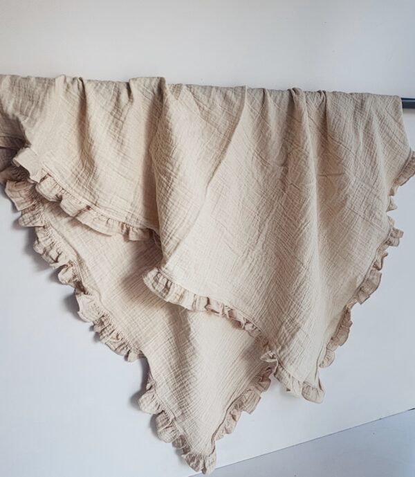 Baby Receiving Blanket - Ruffled Cream