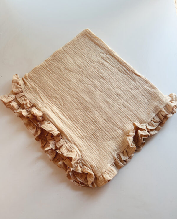 Baby Receiving Blanket - Ruffled Cream - Image 2