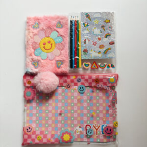 🎅🏻 Stationery - Magical Stationery Pack ( A5 Plush Journal, stickers, pencils,Erasers, bag and Keyring)