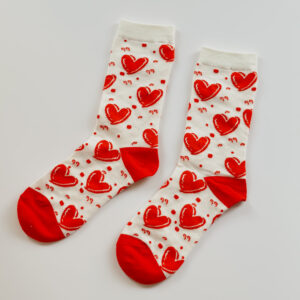 💝 Socks - White with Red Hearts