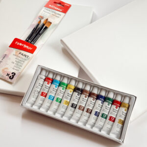 💝 Stationery - Canvas Paint Set (2xCanvas, Paint Brushes, Paint)