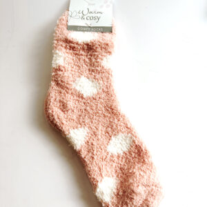 🐇Easter - Fluffy Polkadot Pink and White Socks