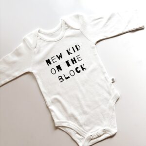 Baby onesie - 'New Kid on The Block' (3-6 months) Long Sleeve