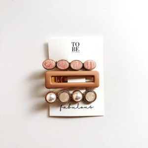 Hair Clip Set of 3 - Pink and Pearl